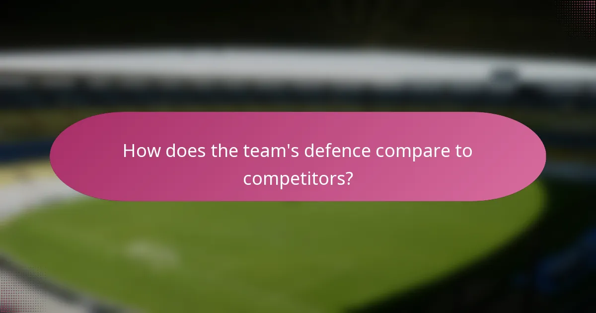 How does the team's defence compare to competitors?
