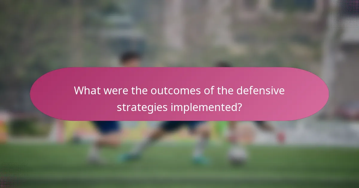What were the outcomes of the defensive strategies implemented?